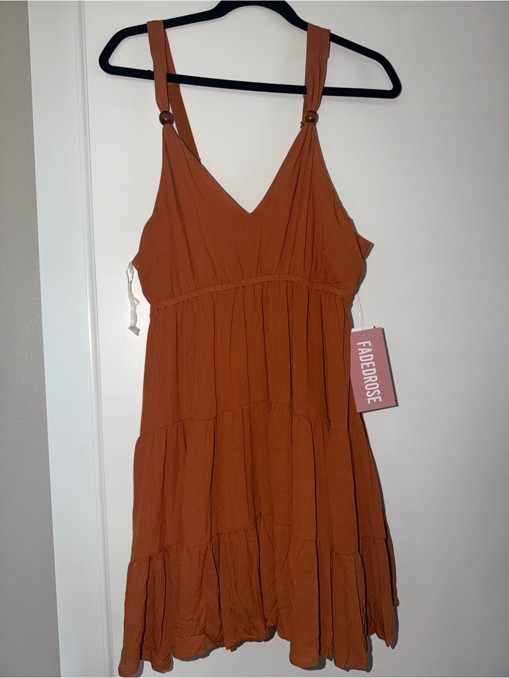 Faded Rose Women's Rust Tiered Midi Dress